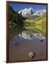 Aspens reflecting in lake under Maroon Bells, Colorado-Joseph Sohm-Framed Photographic Print