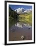 Aspens reflecting in lake under Maroon Bells, Colorado-Joseph Sohm-Framed Photographic Print