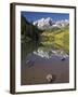 Aspens reflecting in lake under Maroon Bells, Colorado-Joseph Sohm-Framed Photographic Print