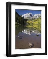 Aspens reflecting in lake under Maroon Bells, Colorado-Joseph Sohm-Framed Photographic Print