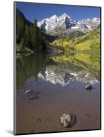 Aspens reflecting in lake under Maroon Bells, Colorado-Joseph Sohm-Mounted Photographic Print