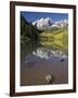 Aspens reflecting in lake under Maroon Bells, Colorado-Joseph Sohm-Framed Photographic Print