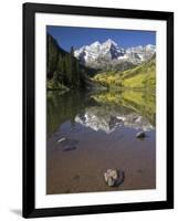 Aspens reflecting in lake under Maroon Bells, Colorado-Joseph Sohm-Framed Photographic Print