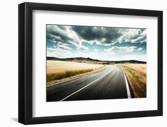 Asphalt Road in Tuscany, Italy-Iakov Kalinin-Framed Photographic Print