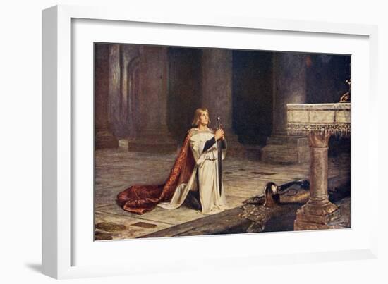 Aspirant Knight Keeping Vigil of Arms for Entry into Knighthood, Illustration from 'Romance and…-John Pettie-Framed Giclee Print