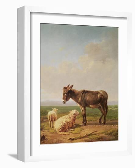 Ass and Sheep, 1849 (Oil)-Eugene Joseph Verboeckhoven-Framed Giclee Print