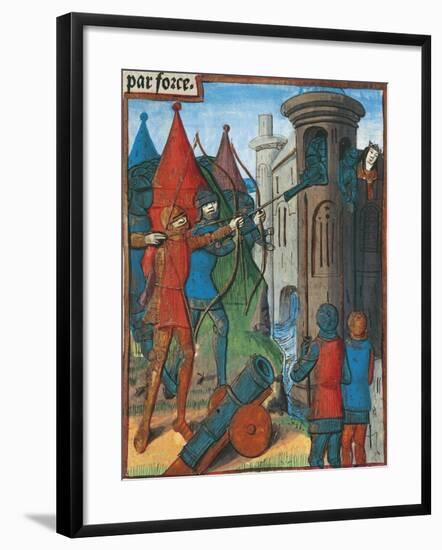 Assalt on a Fortress, Miniature from Lancelot of the Lake, Manuscript, France 15th Century-null-Framed Giclee Print