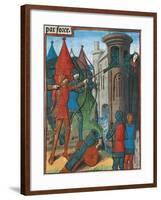 Assalt on a Fortress, Miniature from Lancelot of the Lake, Manuscript, France 15th Century-null-Framed Giclee Print
