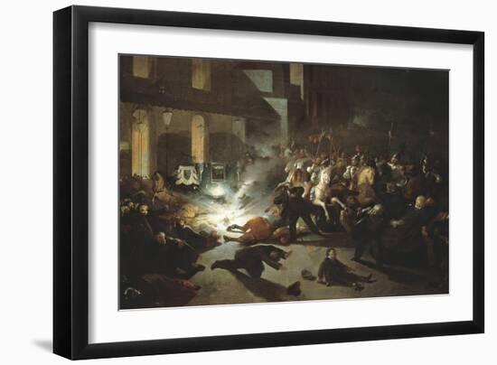 Assassination Attempt on Napoleon III by Felice Orsini in Paris on Jan 14, 1858-null-Framed Giclee Print