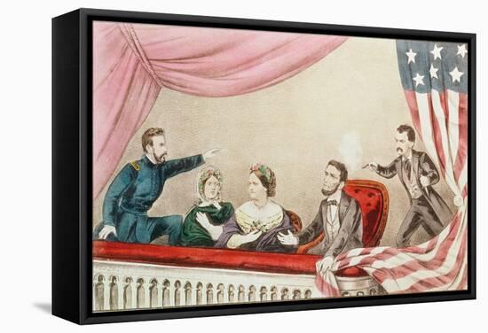 Assassination of Abraham Lincoln-Currier & Ives-Framed Stretched Canvas