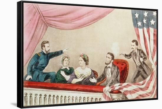 Assassination of Abraham Lincoln-Currier & Ives-Framed Stretched Canvas