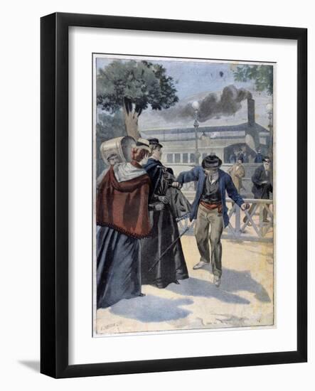 Assassination of Elisabeth of Bavaria by Luigi Lucheni, 1898-null-Framed Giclee Print