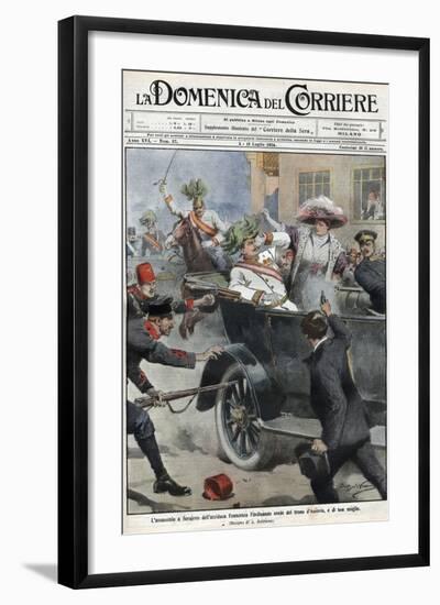 Assassination of Franz Ferdinand, Archduke of Austria, and His Wife Sophie, in Sarajevo-Stefano Bianchetti-Framed Giclee Print