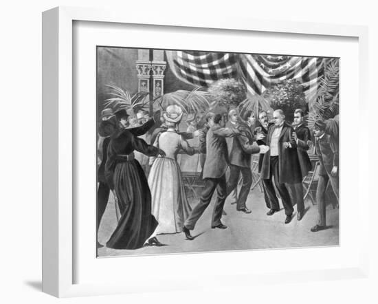 Assassination of President Mckinley (Wash Drawing)-T. Dart Walker-Framed Giclee Print