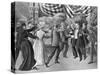Assassination of President Mckinley (Wash Drawing)-T. Dart Walker-Stretched Canvas