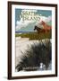 Assateague Island, Maryland - Horses and Dunes-Lantern Press-Framed Art Print