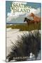 Assateague Island, Maryland - Horses and Dunes-Lantern Press-Mounted Art Print