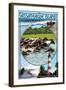 Assateague Island - Montage-Lantern Press-Framed Art Print