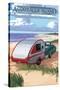 Assateague Island - Retro Camper on Beach-Lantern Press-Stretched Canvas