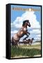 Assateague Island - Wild Horses-Lantern Press-Framed Stretched Canvas