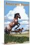 Assateague Island - Wild Horses-Lantern Press-Mounted Art Print