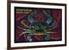 Assateague, Maryland - Blue Crab Mosaic-Lantern Press-Framed Premium Giclee Print