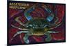 Assateague, Maryland - Blue Crab Mosaic-Lantern Press-Mounted Premium Giclee Print