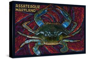 Assateague, Maryland - Blue Crab Mosaic-Lantern Press-Stretched Canvas
