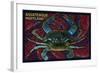 Assateague, Maryland - Blue Crab Mosaic-Lantern Press-Framed Art Print