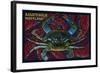 Assateague, Maryland - Blue Crab Mosaic-Lantern Press-Framed Art Print