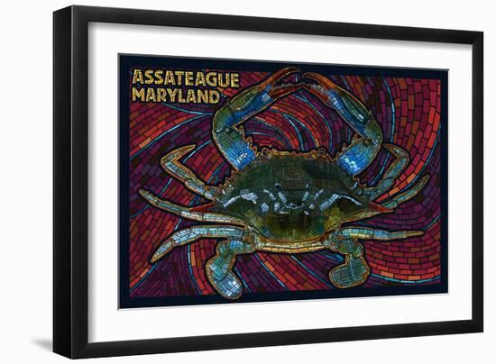 Assateague, Maryland - Blue Crab Mosaic-Lantern Press-Framed Art Print