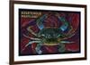 Assateague, Maryland - Blue Crab Mosaic-Lantern Press-Framed Art Print