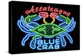 Assateague, Maryland - Blue Crab Neon Sign-Lantern Press-Stretched Canvas