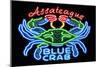 Assateague, Maryland - Blue Crab Neon Sign-Lantern Press-Mounted Art Print
