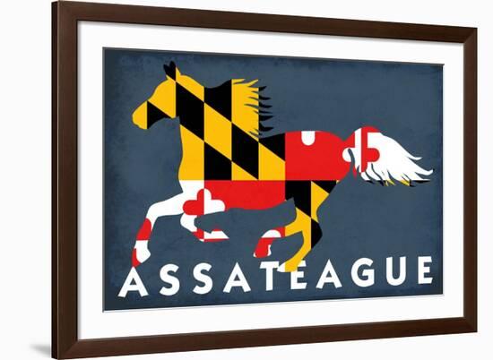 Assateague, Maryland - Horse Flag-Lantern Press-Framed Art Print