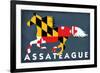 Assateague, Maryland - Horse Flag-Lantern Press-Framed Art Print