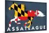 Assateague, Maryland - Horse Flag-Lantern Press-Mounted Art Print