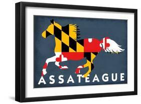 Assateague, Maryland - Horse Flag-Lantern Press-Framed Art Print