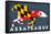 Assateague, Maryland - Horse Flag-Lantern Press-Framed Stretched Canvas