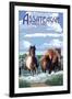 Assateague, Maryland - Pony Swim-Lantern Press-Framed Art Print