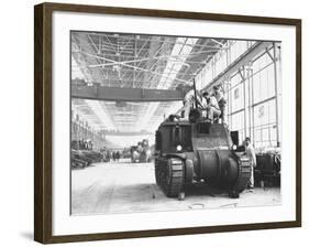 Assembling Sherman Tanks, Aiding War Effort on Home Front During WWII, Chrysler Plant in Detroit-Gordon Coster-Framed Premium Photographic Print