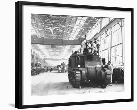 Assembling Sherman Tanks, Aiding War Effort on Home Front During WWII, Chrysler Plant in Detroit-Gordon Coster-Framed Premium Photographic Print