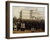 Assembly Gathering in Front of Palace of the National Museum in Budapest, 1848-null-Framed Giclee Print