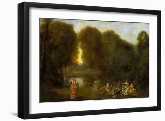 Assembly in a Park-Jean Antoine Watteau-Framed Giclee Print