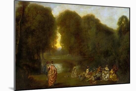 Assembly in a Park-Jean Antoine Watteau-Mounted Giclee Print