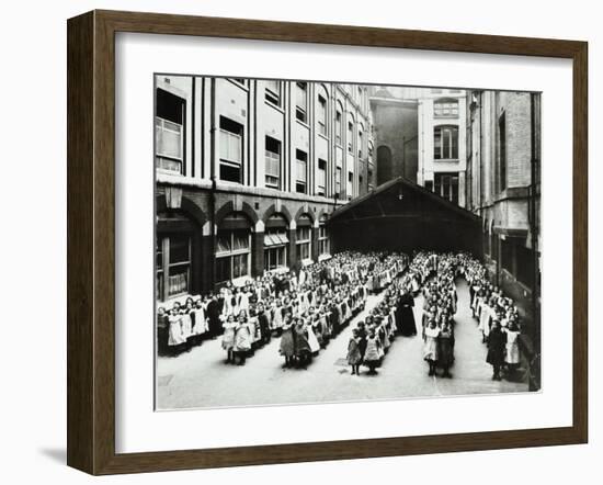 Assembly in the Playground, Jews Free School, Stepney, London, 1908-null-Framed Premium Photographic Print