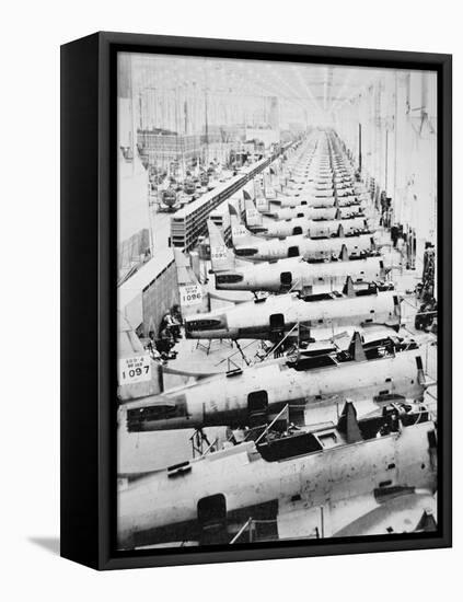 Assembly Line of Dauntless Dives Bombers-null-Framed Stretched Canvas