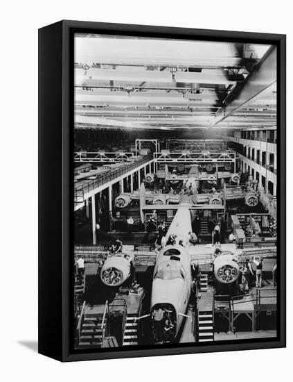 Assembly of B-24 Bombers at Willow Run Plant-null-Framed Stretched Canvas