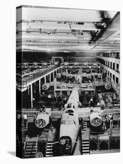 Assembly of B-24 Bombers at Willow Run Plant-null-Stretched Canvas