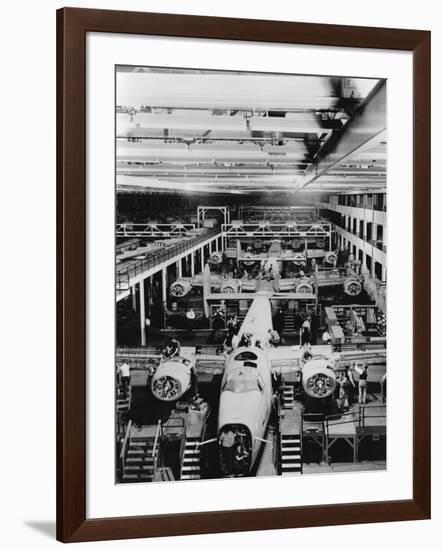 Assembly of B-24 Bombers at Willow Run Plant-null-Framed Photographic Print